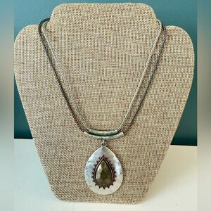 Vintage Laura Ashley 3 tone pendant double strand necklace